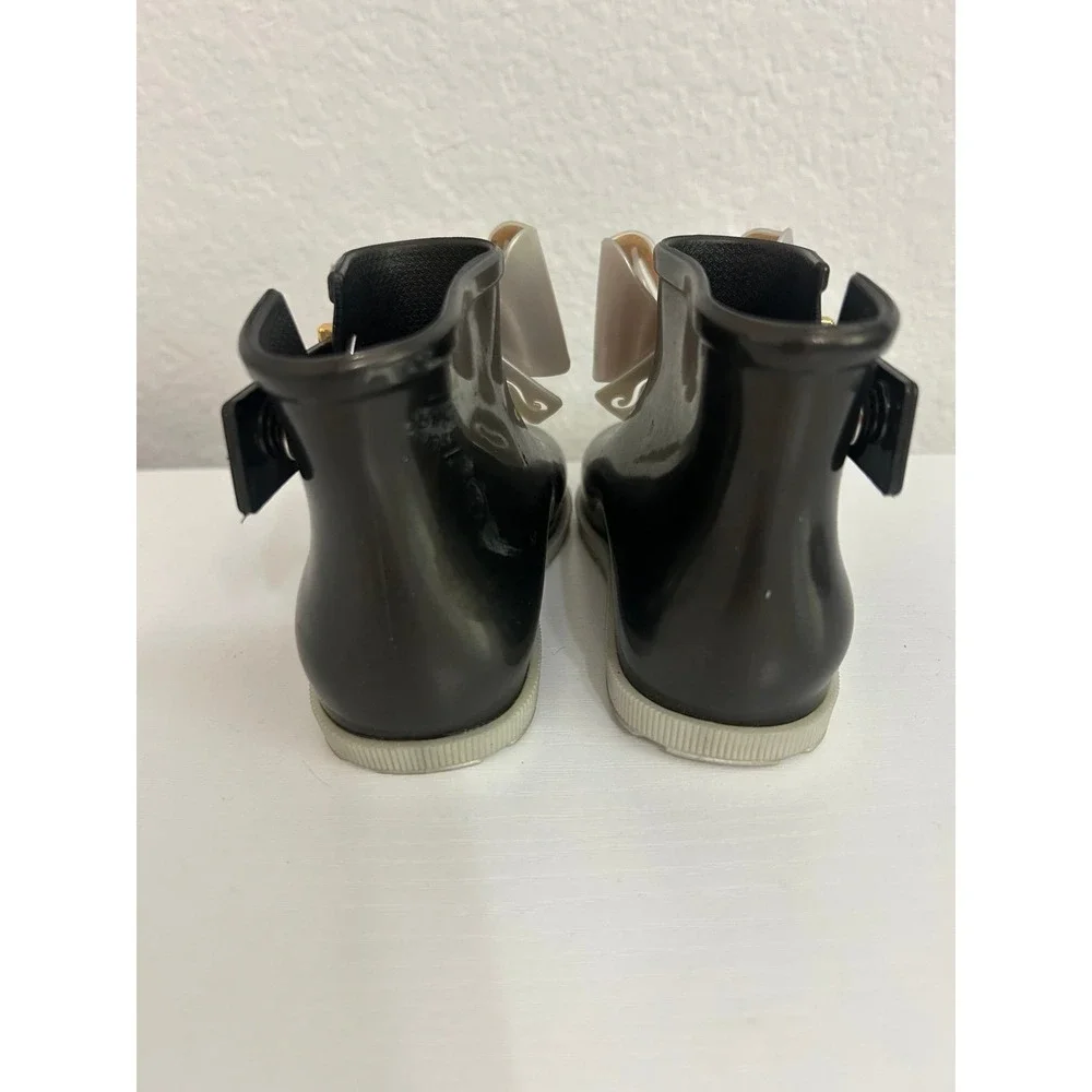 Mini Melissa Black Boots with Gray Bow Toddler Size 6c